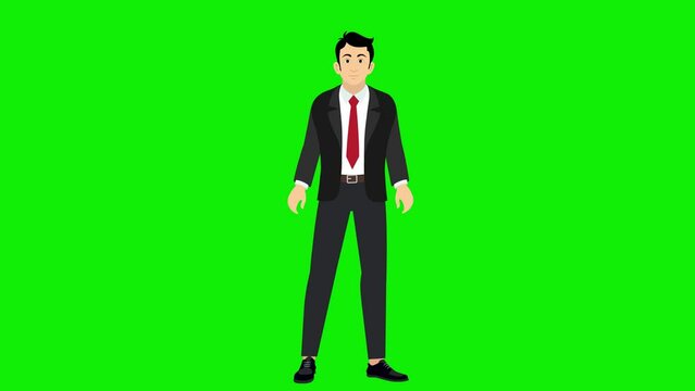 business man cartoon character Confused talking animation