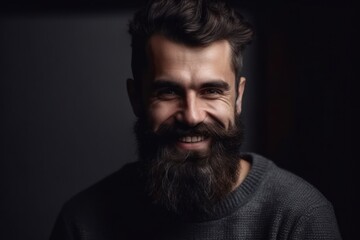 Smiling bearded man looking at camera. Generative AI 