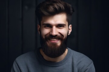 Fototapeta premium Smiling bearded man looking at camera. Generative AI 