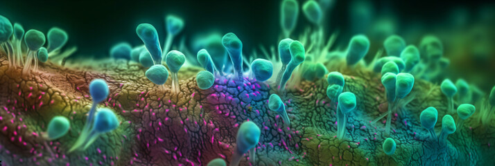 microscopic view of yeast candida auris, generative ai 