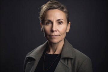 Portrait of a beautiful middle-aged woman on a dark background