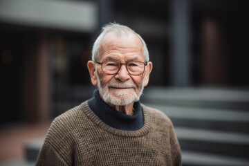 Portrait of a senior man with eyeglasses in the city