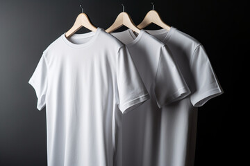 Obraz premium White t-shirts with copy space on gray background Generative AI