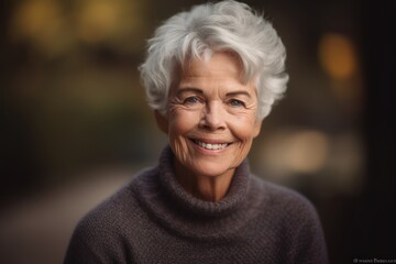 Portrait of a smiling senior woman looking at camera in the city