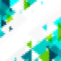 Blue and green triangles. Abstract vector background. Template for advertising, presentation. Brochure layout. Deora element. eps 10