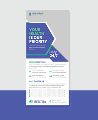 Creative Concept Medical Health Care rack card or DL Flyer or banner layout.