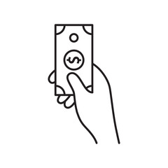 Money vector icon. Cash symbol. Cash flat sign design. Money symbol. Cash outline icon. Dollar pictogram. UX UI icon. Hand with money. Bribe icon