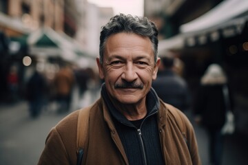 Fototapeta premium Portrait of a senior man in a city street, looking at camera