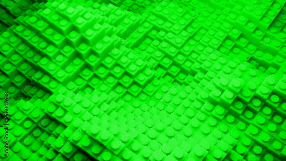 Poster 3D field with waves of square columns. Design. Cyber wars with square pillars. Bright columns move in waves creating cyber playground