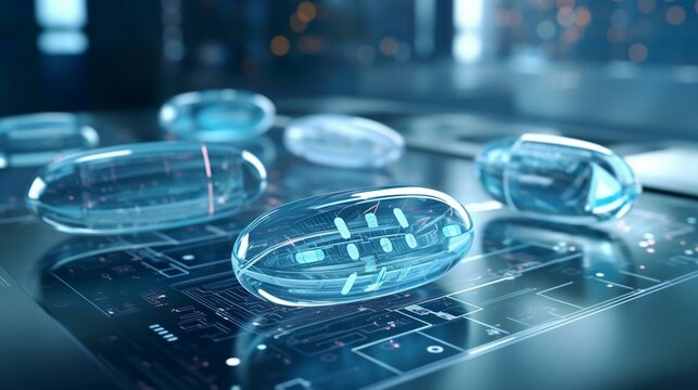Smart pills in the research lab. Ai generative