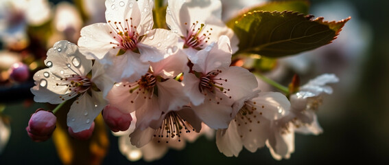 Blossoming cherry tree, closeup