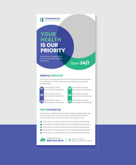 Creative Concept Medical Health Care rack card or DL Flyer or banner layout.