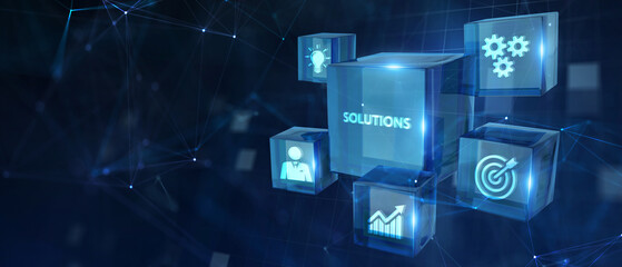 Business, Technology, Internet and network concept. Solutions business words. 3d illustration