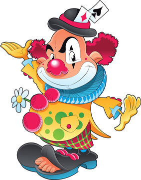 The clown, funny cartoon and vector character