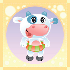 Baby Cow, cartoon and vector character