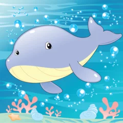Store enrouleur Baleine Baby Whale, vector and cartoon illustration