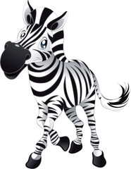 Fototapeta na wymiar Baby Zebra, cartoon and vector character
