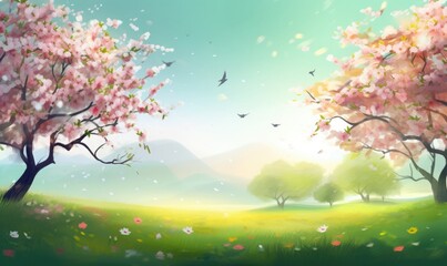 Obraz na płótnie Canvas Spring background, spring nature, generative AI