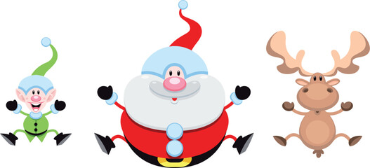 Christmas cartoon characters. Vector illustration