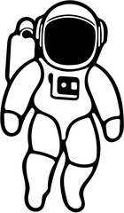 Mascot logo of an astronaut in black and white, vector illustration of an astronaut in spacesuit 