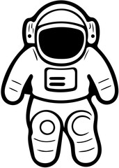 Mascot logo of an astronaut in black and white, vector illustration of an astronaut in spacesuit 