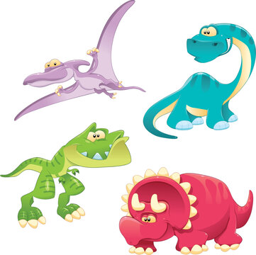 Dinosaurs Family. Funny cartoon and vector characters