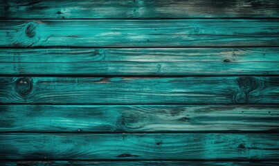 Teal or turquoise green painted wood background texture, generative AI