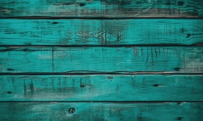 Teal or turquoise green painted wood background texture, generative AI