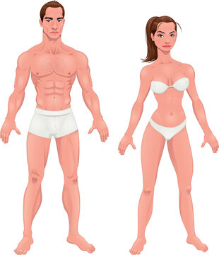 Man and Woman. Vector isolated characters