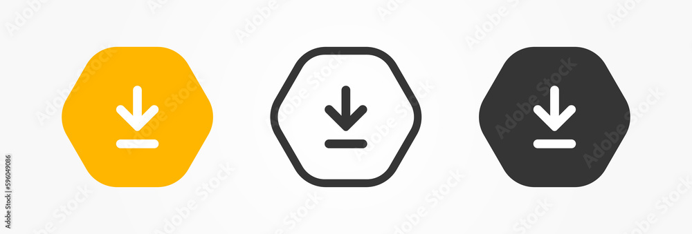 Poster 3d download button icon. upload icon. down arrow bottom side symbol. click here button. save cloud i