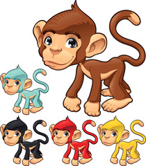 Obraz na płótnie Canvas Funny monkey. Cartoon and vector isolated character