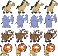 Stickers meubles Zoo Animal Walking animations. Vector cartoon and isolated characters. You can use four frames in loop, each animal.