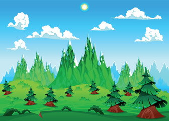 Mountain landscape. Vector cartoon illustration