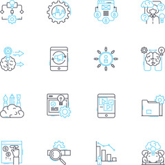 Mind portraits linear icons set. Perception, Imagination, Insight, Memory, Focus, Perspective, Creativity line vector and concept signs. Reflection,Visualization,Cognition outline illustrations