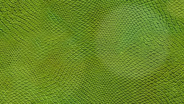 Looped texture of a green reptile in 4K. Stock video with scales.