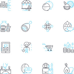Financial deals linear icons set. Invest, Stocks, Bonds, Forex, Trading, Merger, Acquisition line vector and concept signs. IPO,Dividend,Hedge outline illustrations