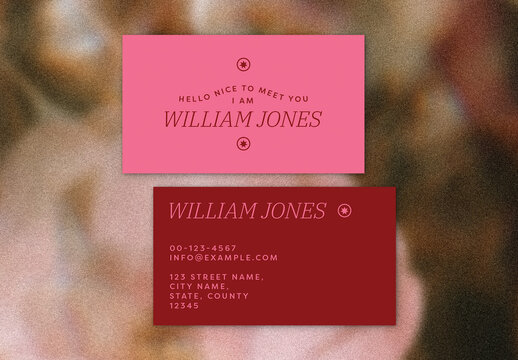 Simple Business Card Layout with Red and Pink Accents