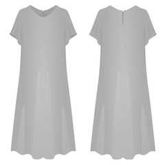 Grey wide dress. vector illustration