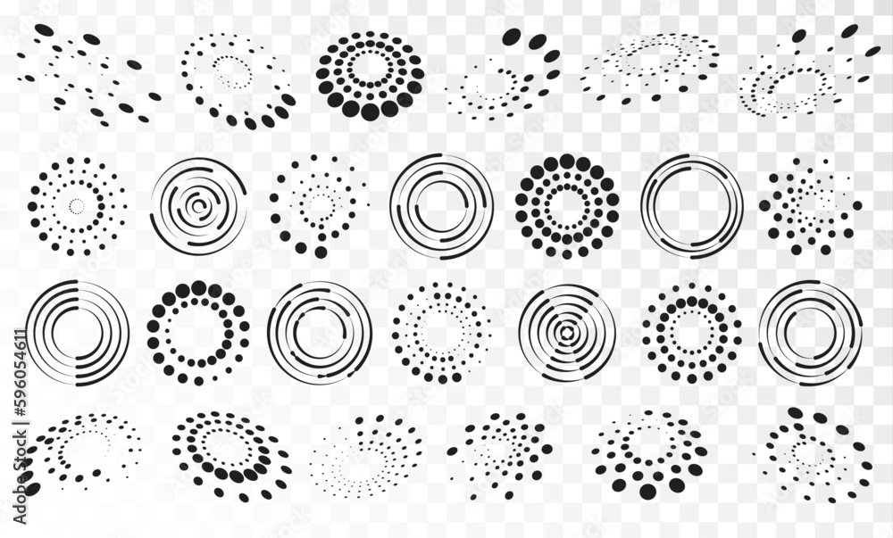 Poster Halftone dots in circle form. round logo . vector dotted frame . Half tones design element