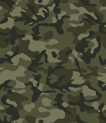 Army camouflage pattern, khaki background, military uniform texture, seamless print. Ornament.