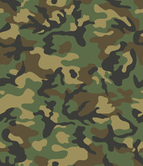 Fototapeta premium seamless army camouflage background, classic military uniform pattern, disguise vector design.