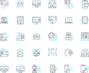 User exploration linear icons set. Research, Insight, Observation, Empathy, Feedback, Interview, Investigation line vector and concept signs. Analysis,Testing,Understanding outline illustrations