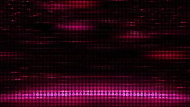 Pixel background with moving color spots on black background. Motion. Pixel image of colored electro spots. Colored glowing spots move and flicker in pixel image