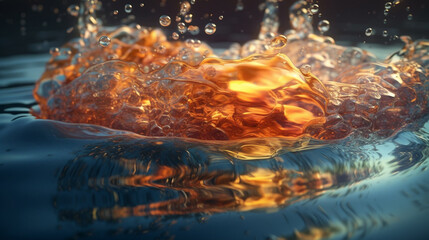 Splashes of orange water.generative ai