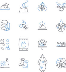 Oil refinery line icons collection. Crude, Petroleum, Distillation, Processing, Chemicals, Extraction, Pumps vector and linear illustration. Boilers,Reactors,Refining outline signs set