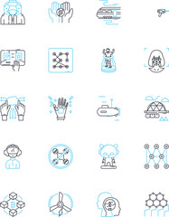 Graphic elements linear icons set. Color, Typography, Composition, Balance, Contrast, Grid, Hierarchy line vector and concept signs. Alignment,Texture,Pattern outline illustrations