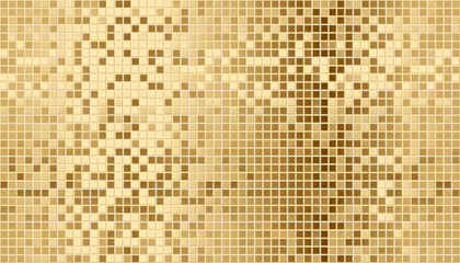 Seamless luxury gold mosaic ceramic tiles pattern. Vector light grey wall cladding for pool, bathroom or kitchen background. Wallpaper swatch, wrapping paper, web page fill