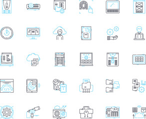 Big data linear icons set. Analytics, Algorithms, Business, Cloud, Cluster, Data, Insights line vector and concept signs. Intelligence,Knowledge,Machine learning outline illustrations