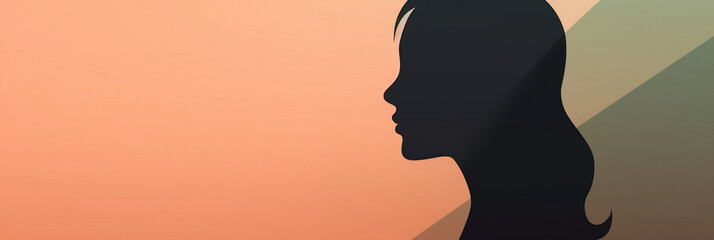 Background of a woman's shadow, Wallpaper Illustration, Side view for text information or content, Concept of International Women's Day, Mother's Day, female empowerment, generative AI