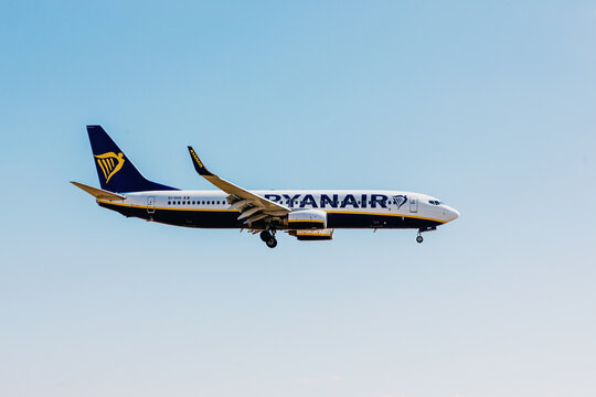 Boeing 737 Ryanair flight FR6320 from Barcelona lands at Valladolid airport on March 4, 2023 in Valladolid, Spain